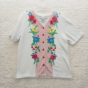 T-Shirt Ladybug Embroidered Beaded Whimsycore Festival Y2K Bloomcore Chic Size M